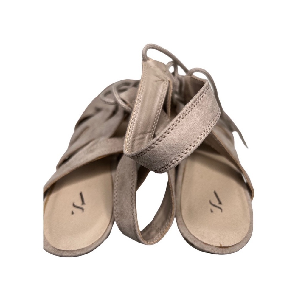 Simply Vera Vera Wang | Cream/Tan Open Toe Suede Strappy Lace up Heels Sz 7.5 - Picture 5 of 9